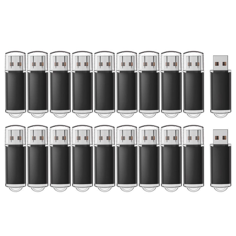 RAOYI 20 Pack 16GB USB Flash Drive Bulk USB 2.0 Memory Stick Thumb Drive Pen Drive Bundle-Black - Image 1